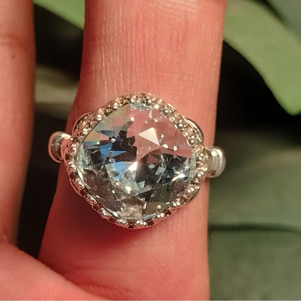 Sterling Silver Lab Created Blue Topaz Ring Size 7.25